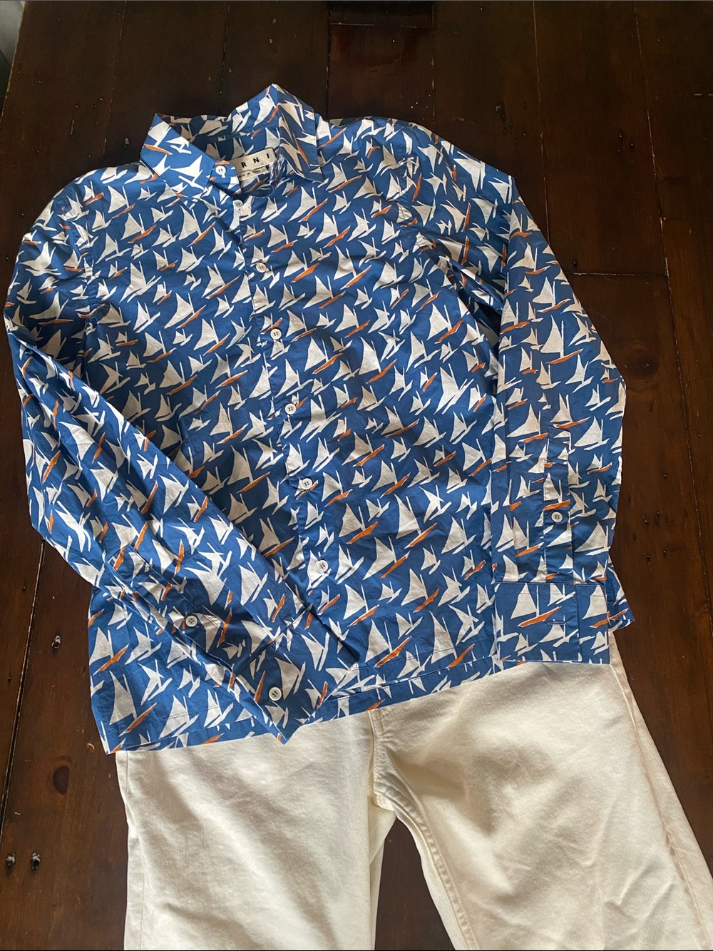 Marni Nautical Print Button-Down Shirt 46 (small) Summer must-have!